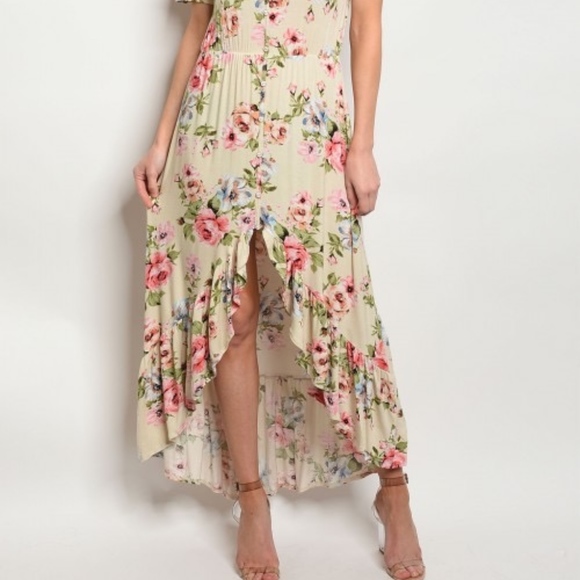 RESTOCKED! Floral high low maxi dress - Picture 3 of 7